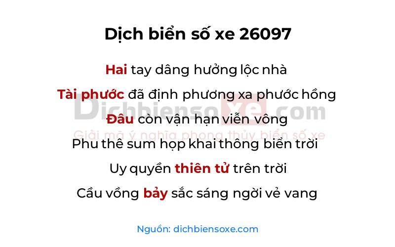 Dịch thơ biển số 26097