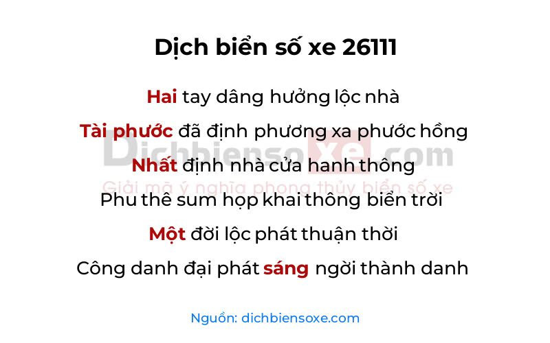 Dịch thơ biển số 26111