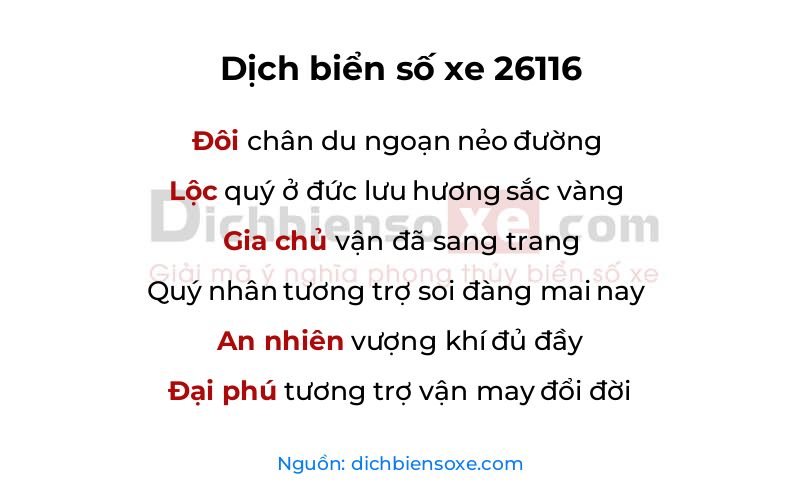 Dịch thơ biển số 26116
