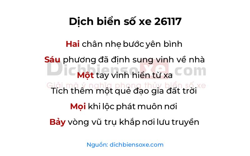 Dịch thơ biển số 26117