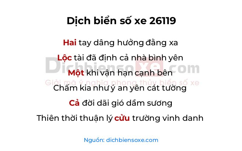 Dịch thơ biển số 26119