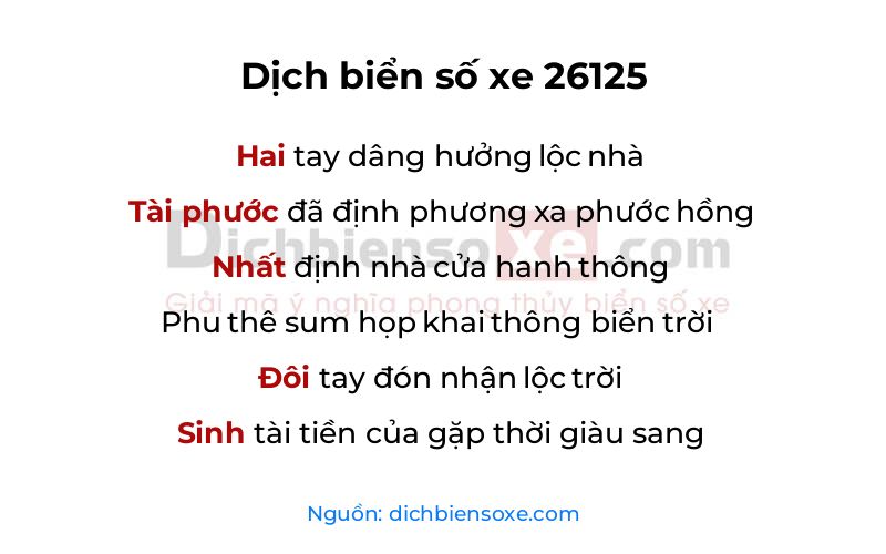 Dịch thơ biển số 26125