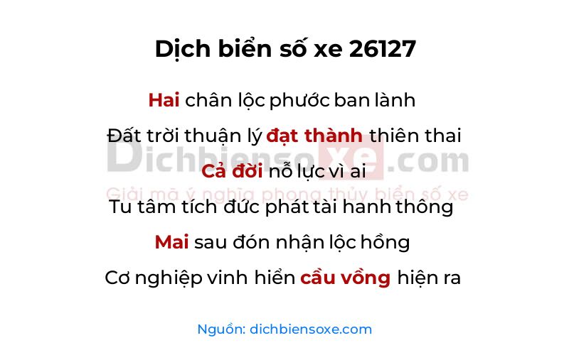 Dịch thơ biển số 26127