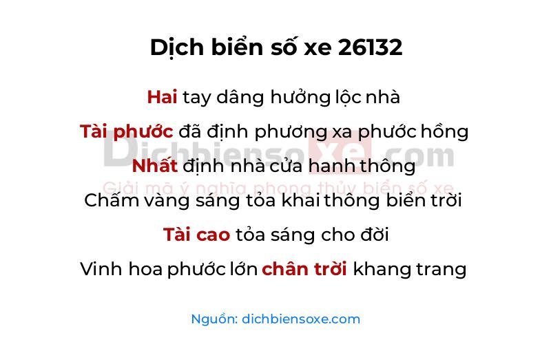 Dịch thơ biển số 26132