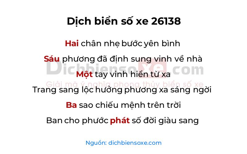 Dịch thơ biển số 26138