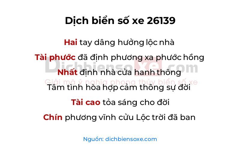 Dịch thơ biển số 26139