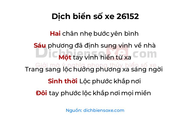 Dịch thơ biển số 26152
