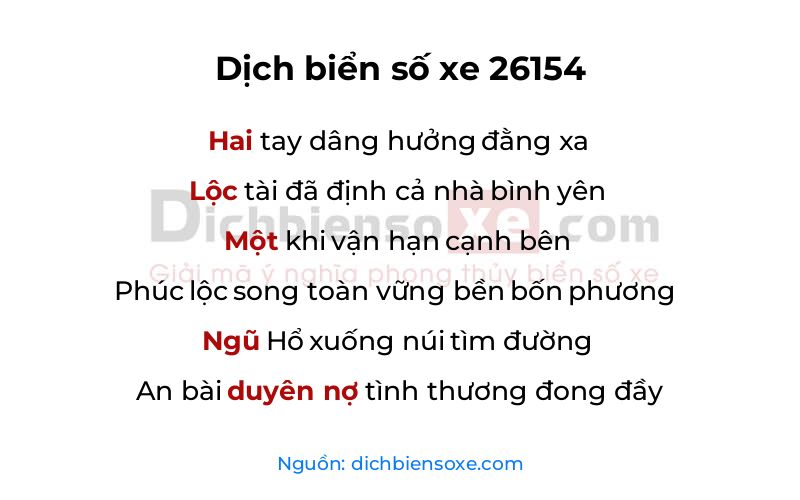 Dịch thơ biển số 26154