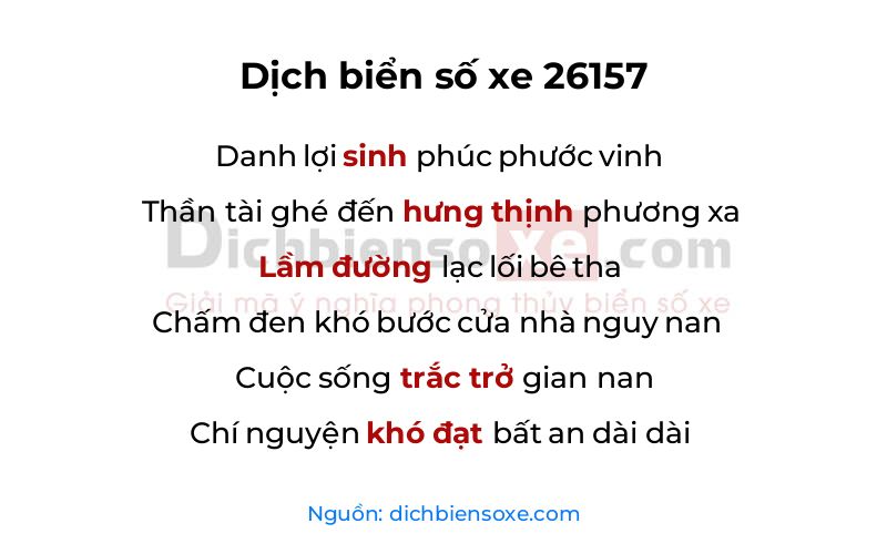 Dịch thơ biển số 26157