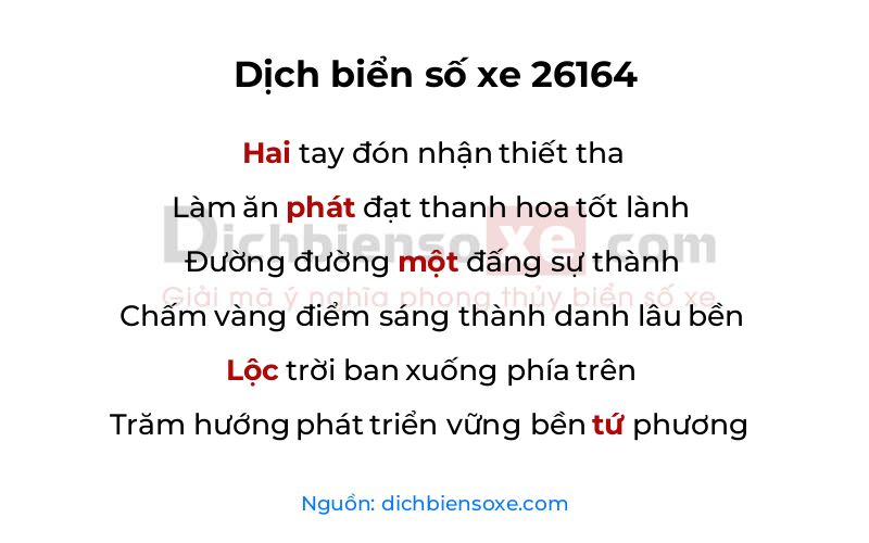Dịch thơ biển số 26164