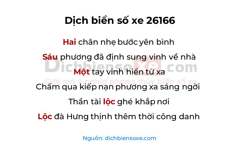 Dịch thơ biển số 26166