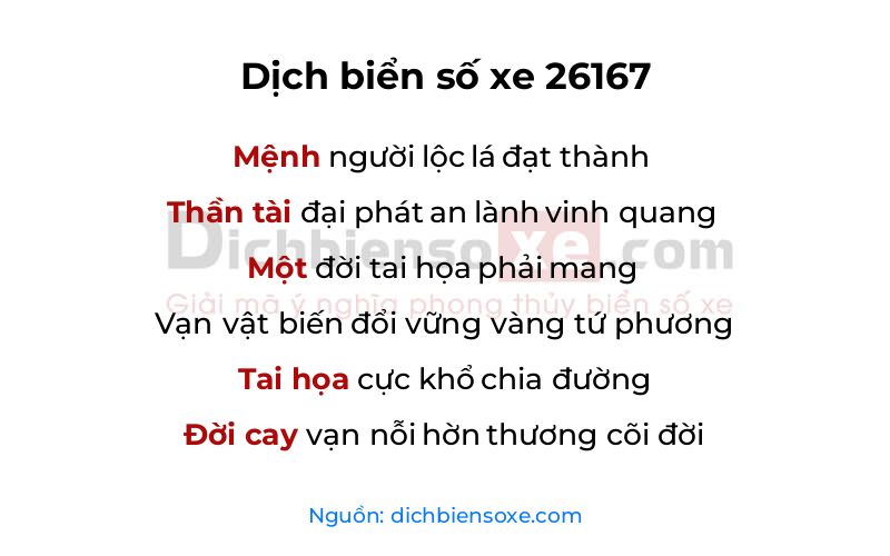 Dịch thơ biển số 26167
