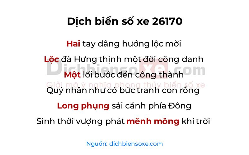 Dịch thơ biển số 26170