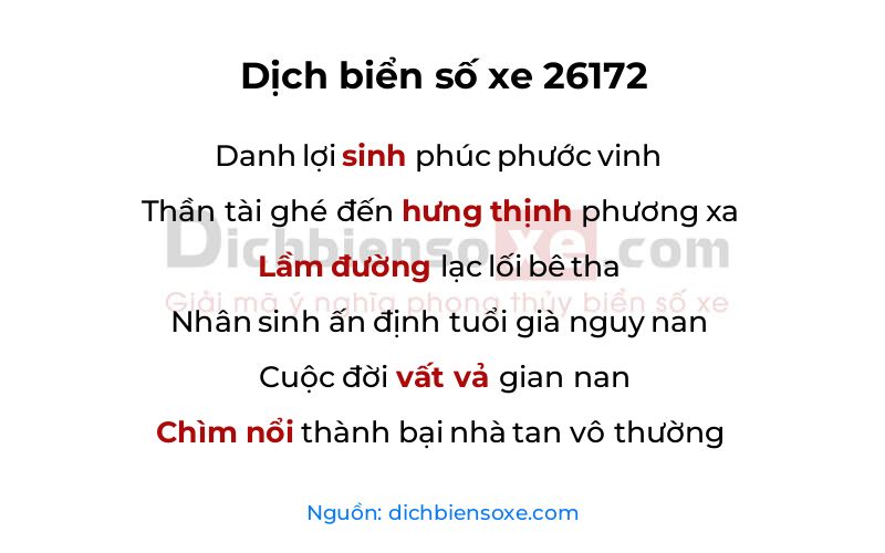 Dịch thơ biển số 26172
