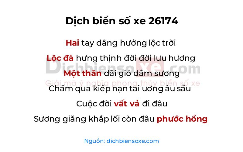 Dịch thơ biển số 26174