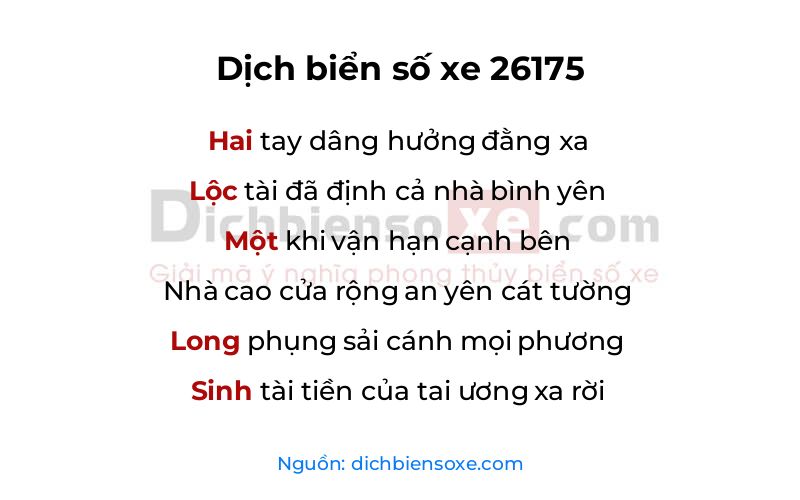 Dịch thơ biển số 26175
