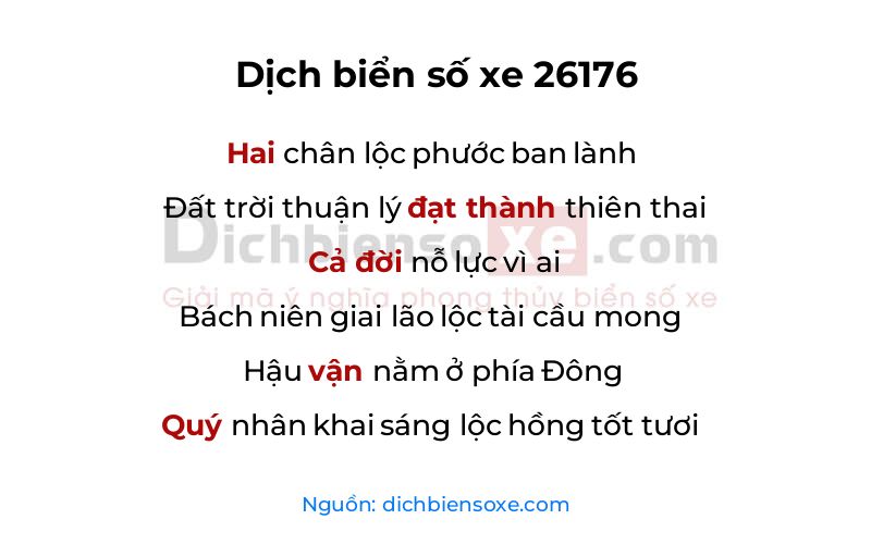 Dịch thơ biển số 26176