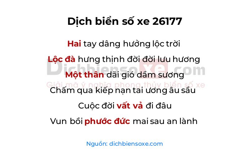 Dịch thơ biển số 26177