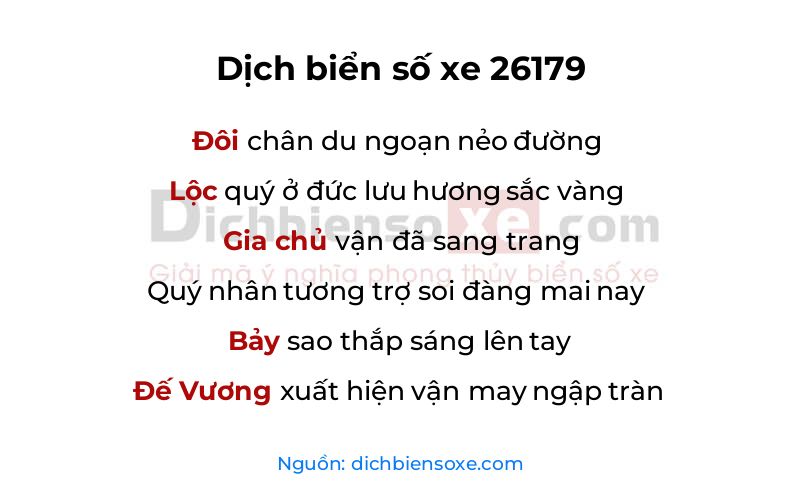 Dịch thơ biển số 26179