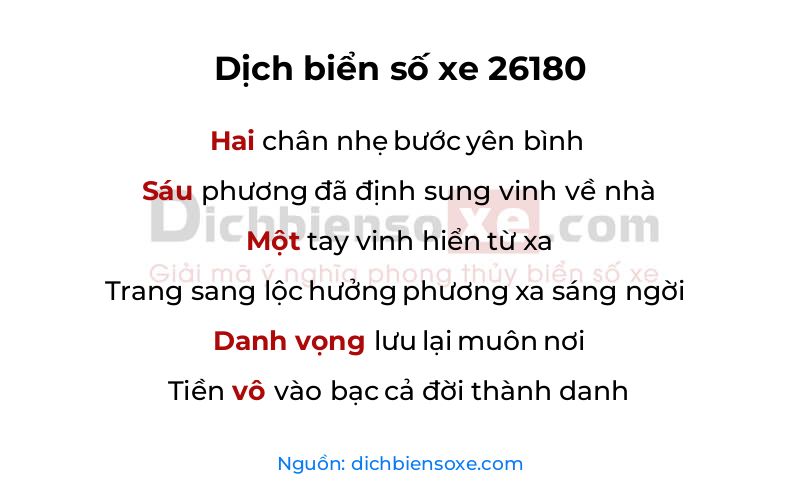 Dịch thơ biển số 26180