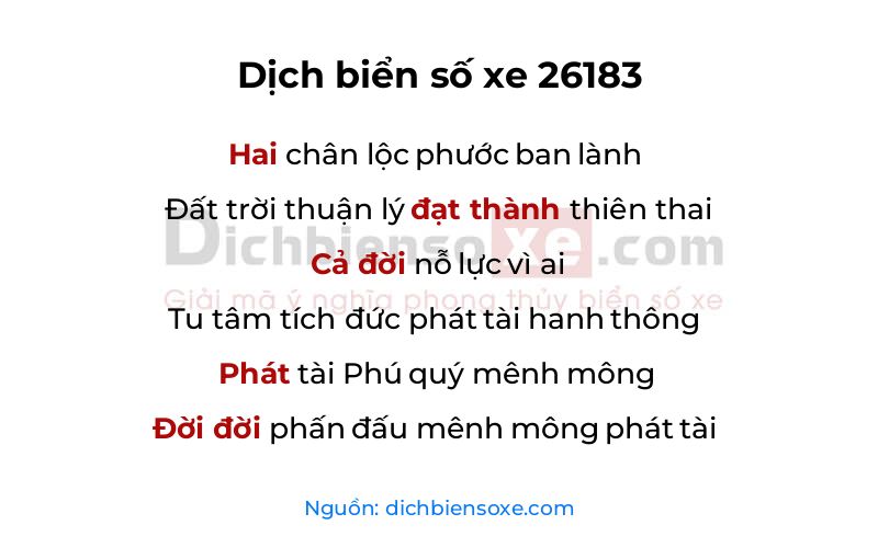Dịch thơ biển số 26183