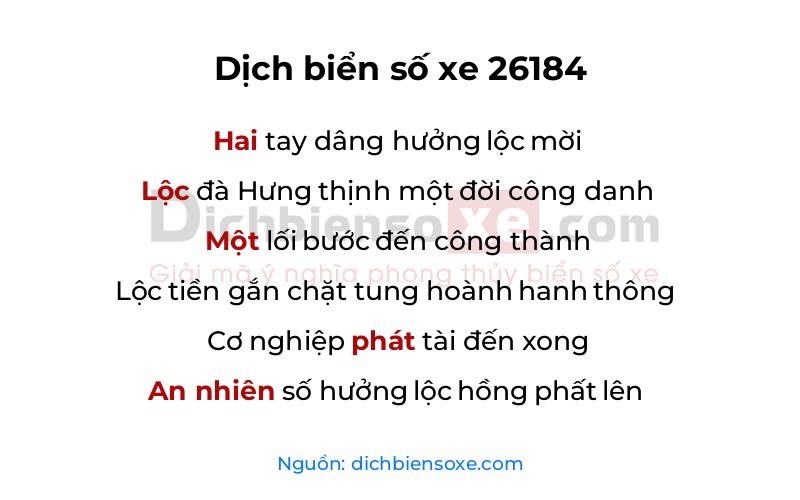 Dịch thơ biển số 26184