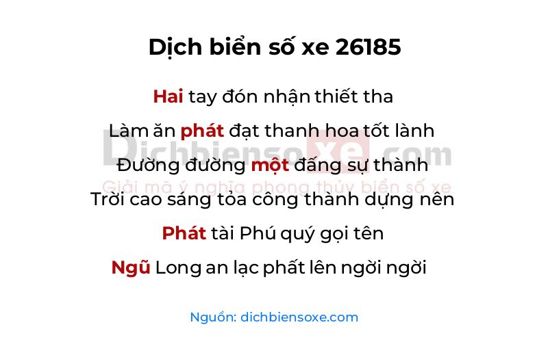 Dịch thơ biển số 26185