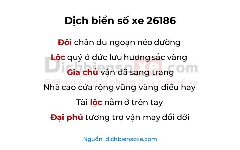 Dịch thơ biển số 26186