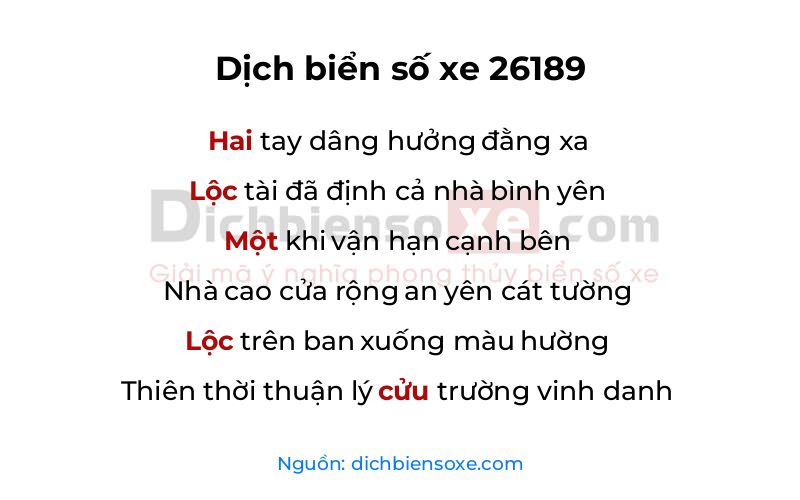 Dịch thơ biển số 26189