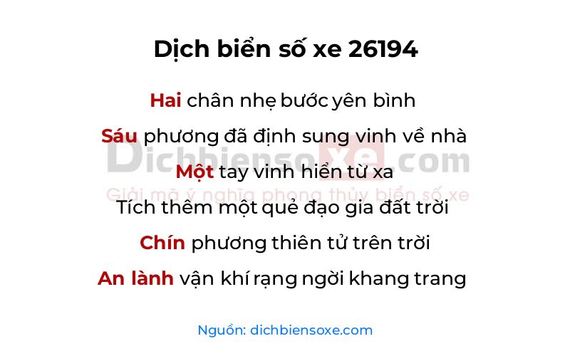 Dịch thơ biển số 26194