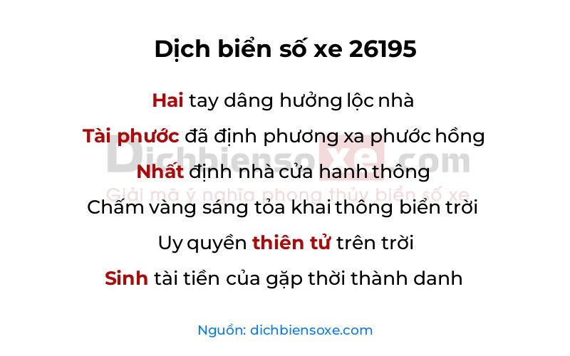 Dịch thơ biển số 26195