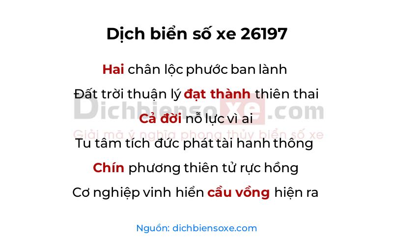 Dịch thơ biển số 26197