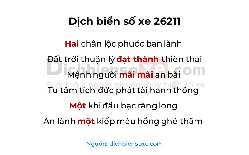 Dịch thơ biển số 26211