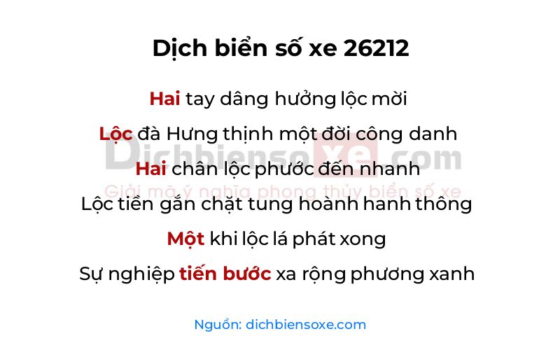 Dịch thơ biển số 26212