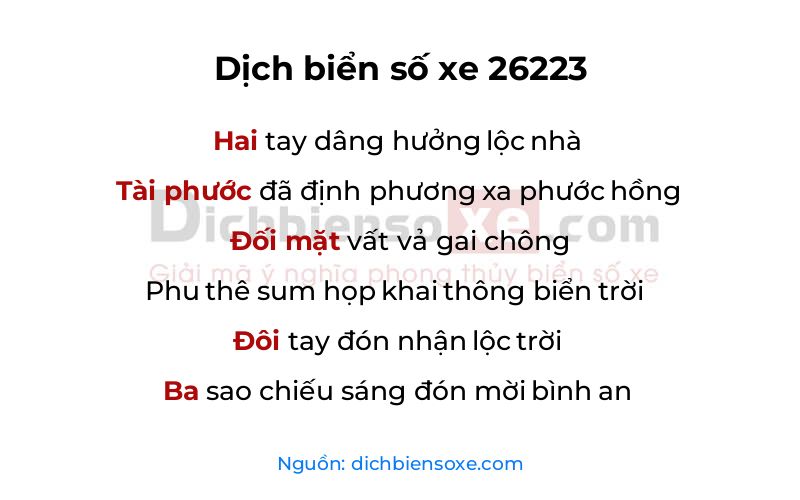 Dịch thơ biển số 26223