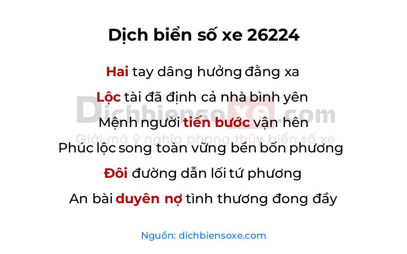 Dịch thơ biển số 26224