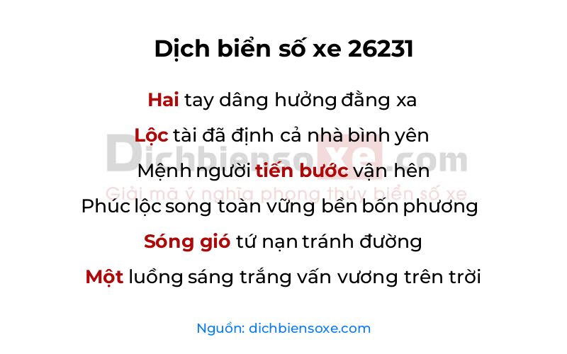 Dịch thơ biển số 26231
