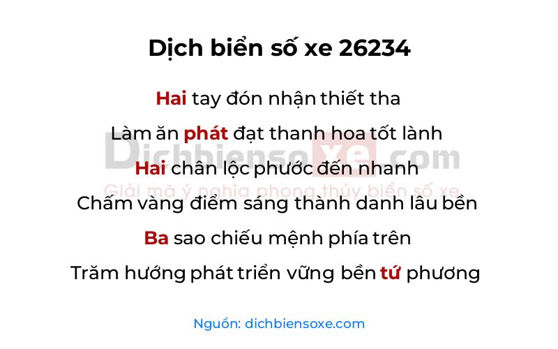 Dịch thơ biển số 26234