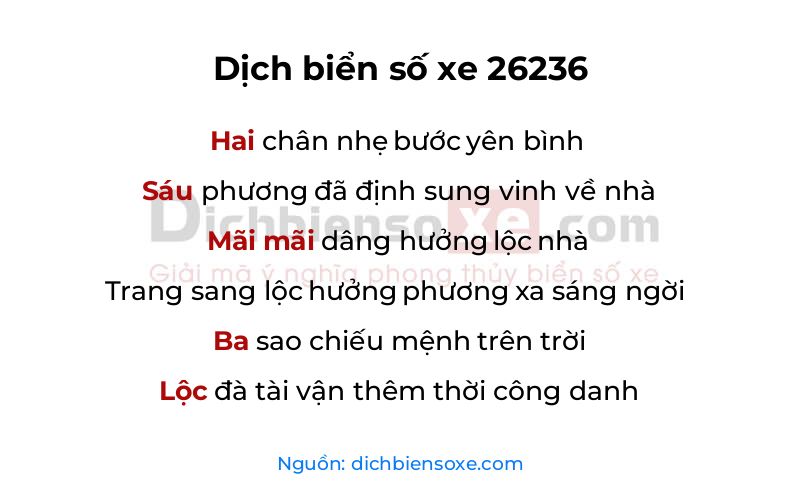 Dịch thơ biển số 26236
