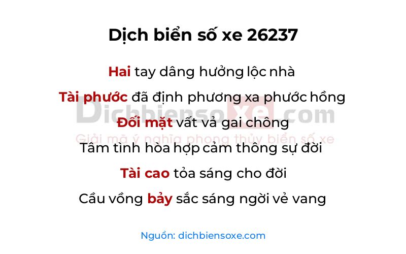 Dịch thơ biển số 26237