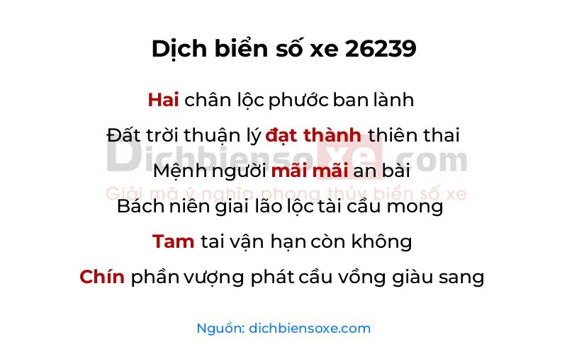 Dịch thơ biển số 26239