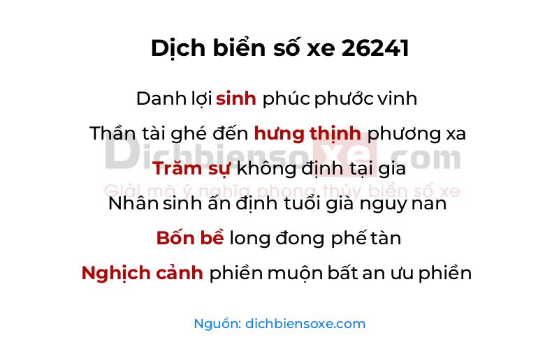 Dịch thơ biển số 26241