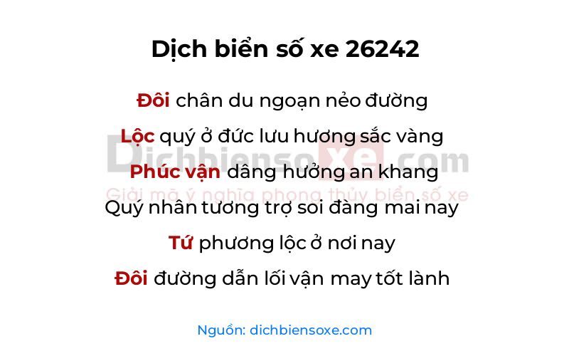 Dịch thơ biển số 26242