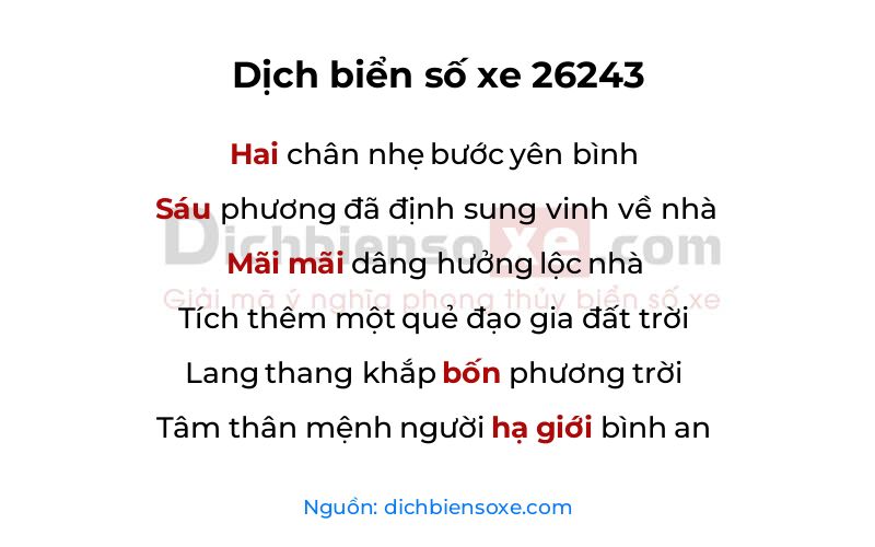 Dịch thơ biển số 26243