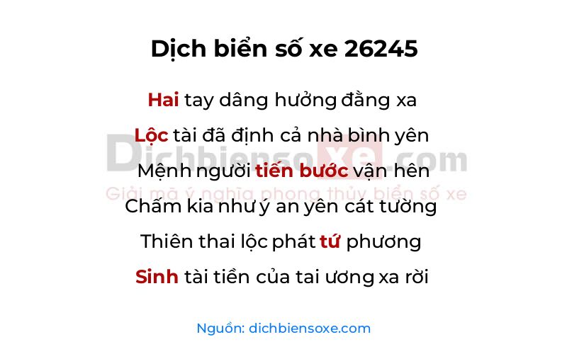 Dịch thơ biển số 26245