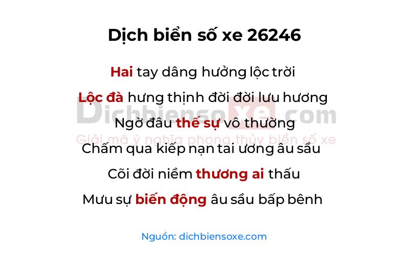 Dịch thơ biển số 26246
