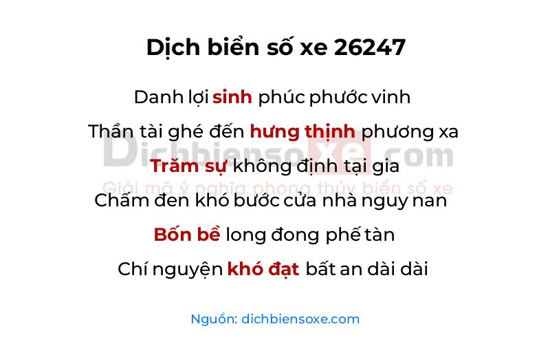 Dịch thơ biển số 26247
