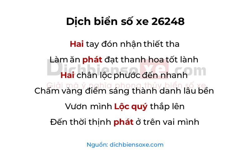 Dịch thơ biển số 26248