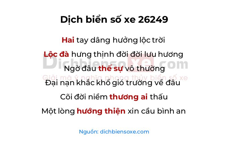 Dịch thơ biển số 26249