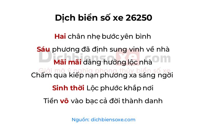 Dịch thơ biển số 26250